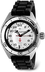 VOSTOK | Komandirskie 650546 GMT Automatic Mechanical Self-Winding Diver Wrist Watch, Black Resin, Military