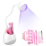 LIONVISON UV Nail Lamp, 36W Mini Nail Dryer Quick Dry for Nail Polish, 360° Rotation Portable LED Gel Nail Lamp Cure Light with Nail Accessories Storage for Home Nail Salon Manicure