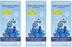 NATRACARE Organic Regular Tampons with Applicator ,16 Count (Pack of 3)