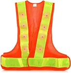 kwmobile LED Light Safety Vest - High Visibility Waistcoat Traffic Outdoor Night Warning Reflector Clothing Reflective