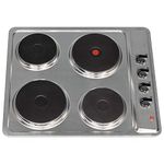 SIA PHP601SS 60cm Stainless Steel Solid Plate 4 Zone Electric Easy Clean Hob