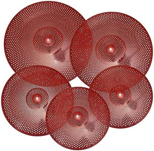 MECCANIXITY Mute Cymbal Set 14Inch/16Inch/18Inch/20Inch Low Volume Practice Cymbal with Bag (Red, Pack of 5)