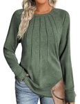 Zeagoo Dressy Long Sleeve Tops for Women Tunic Pullover Shirts Fall Winter Clothes Trendy Tunic Tops Lightweight Sweatshirts, Green L