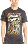 Marvel Men's Avengers Comics Crew T-Shirt, Char HTR, Large