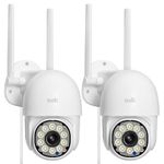 eudic 4MP 2K Security Camera Outdoor, 2.4G/5G WiFi Wired,SD/Cloud Storage CCTV Camera with Pan-Tilt 360° View, 20M Infrared/Color Night Vision, Motion Detection & Auto Track, 2 Way Audio (2 Pack)