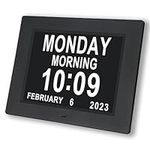 SSINI Alzheimers Clock Dementia Clock -Clock with Date and Time for Elderly Level 5 Auto Dimmable Display Non-Abbreviated Day & Month Alarm