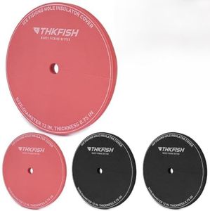 THKFISH 4-Packs Ice Fishing Hole Covers,12 Inch Ice Fishing Hole Insulator Covers, 0.75 Inch Thickness Ice Fishing Safety Hole Cover Lids for Winter Fishing Accessories(RED+Black)