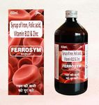 Ferrosym Syrup | Iron-Vit B12-Folic Acid-Zinc Syrup| 450 ml| Iron Supplement For Men and Women | Cures Anemia| Accure Pharma (BUY 2 AND GET 1 FOOT CREAM FREE WORTH Rs. 249)