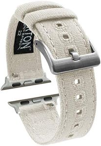 BARTON WATCH BANDS - Linen White Canvas Watch Bands Compatible with Apple Watch Models - 1, 2, 3, 4, 5, 6, 7, 8, 9, 10, SE, Ultra & Ultra 2 - (42mm/44mm/45mm/49mm)