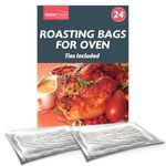 24pk Roasting Bags for Oven with Ties | Oven Bags for Roasting Chicken, Turkey, Meat & Fish | 38 x 25cm | Multi Purpose Cooking Bags for Oven | Turkey Roasting Bags | Oven Roasting Bags