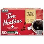 Tim Hortons Original Blend Light Medium Roast Coffee - 80 Single Serve K-Cup Pods for Keurig