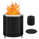 BRIAN & DANY Tabletop Solo Fire Pit with Stand, Smokeless Firepit for Outside, Stainless Steel Stove Bonfire, Fueled by Pellets or Wood, Includes Travel Bag & Fireproof Mat -8.6in x 10in,Black