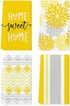Artoid Mode Yellow Stripes Home Sweet Home Boho Spring Kitchen Towels Dish Towels, 18x26 Inch Seasonal Decoration Hand Towels Set of 4