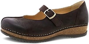 Dansko Women's Mika Mary Jane - Dual Density Cork/EVA Midsole and Lightweight Rubber Outsole Provide Durable and Comfortable Ride on Patented Stapled Construction, Chocolate, 8.5-9