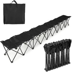 GlikCeil Portable Team Bench Soccer Seat Collapsible Folding Bench Seat Unfolded Sideline Bench Chair Playing Field Bleachers for Outdoor Sports with Storage Bag (Black), No Assembly(9 Seats)