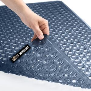 Gorilla Grip Bath, Shower And Tub Mat With Drain Holes & Suction Cups (Navy, Plastic, 35 x 16 Inches)