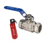 15mm Lever Valve Full BORE Action Ball Valve Compression Isolation Valve with RED & Blue Handle WRAS Approved