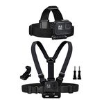 Chest Mount Harness Chesty Head Mount Strap Kit for Action Camera Compatible with GoPro Hero 9, 8 Black, Hero 7, 6, 5, 4, Session, 3+, 3, 2, 1, Hero (2018), Fusion, DJI Osmo