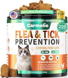 Flea Treatment for Cats - 200 Chews Flea and Tick Prevention for Cats Chewables - Kitten Flea Treatment Soft Treats for All Breeds & Ages - Natural Cat Flea and Tick Treatment Pills - Chicken Flavor