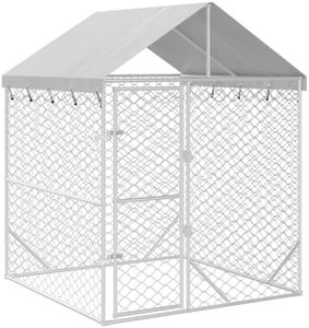 vidaXL Outdoor Dog Kennel – Galvanised Steel Enclosure with Protective Roof, Lockable Door, and Mesh Design – Versatile for Multiple Small Animals