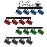 SITAKEGS Coffee Mug Wall Rack, 4Pack Coffee Cup Metal Holder Wall Mounted with 4 Hooks Tea Cups Storage Hanging Organizer, Multi-Purpose Wall Hooks for Cup Keys Coats Bag on Kitchen Coffee Bar