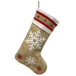 Christmas Stockings Burlap Rustic Stockings Santa Snowman Reindeer Xmas Character for Family Holiday Decorations, Christmas Hanging Stockings Socks for Christmas Tree Fireplace (Christmas snowflake)