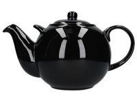 London Pottery Globe Extra Large Teapot with Strainer, Ceramic, Gloss Black, 10 Cup (3 Litre)