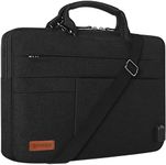 DOMISO 17 Inch Multi-Functional Laptop Sleeve Business Briefcase Messenger Shoulder Bag with USB Charging Port Compatible for 17-17.3" Notebook/Dell/Acer/HP/MSI, Black
