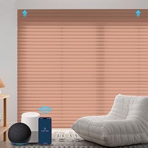 ZSTARR Motorized Shangri-La Shades Light Filtering Window Roller Shades Compatible with Alexa Google Remote Control Rechargeable Smart Sheer Blinds Customized Size (Camel)