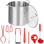 Gtouse 21.5 Quart Stainless Steel Canning Pot with Lid & 7 Pieces Canning Tools Set, Canning Supplies Kit Water Bath Canner for Beginner, Kitchen, Home (Red)