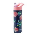 Smash Stainless Steel Water Bottle with Flip Top Lid and Straw - Rose 750ml