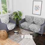 Kuber Industries 2+1 Seater Cotton Sofa Cover/Slip Cover | Set of 6 Pieces | Removable & Washable Sofa Set Cover For Living Room -Floral Grey