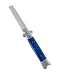 Switchblade Comb Pocket Knife Hair Brush Automatic Push Button Folding Barber (Blue Marble)