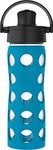 Lifefactory 16-Ounce Glass Water Bottle with Active Flip Cap and Protective Silicone Sleeve, Teal Lake