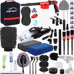 AUTODECO 40Pcs Car Wash Cleaning Kit with Foam Gun Sprayer Black Canvas Bag High Power Handheld Vacuum Wash Mitt Sponge Towels Brush Window Scraper Duster Complete Interior Exterior Car Detailing Set