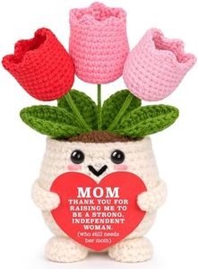 Mothers Day Mom Gifts from Daughter Mothers Day Plants Gifts for Bonus Best Ever Step Mom from Daughter in Law Thank You Appreciation Gift for Mama Mommy Birthday Gift Handmade Crochet Tulip Keepsake
