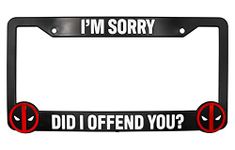 LP Frameworks Did I Offend You? for Deadpool 3D Raised License Plate Frame | 1 Pack Character License Plate Cover | Universal CAN Car License Plate Holder | Auto Accessories (Car, Truck and SUV)