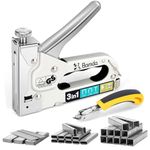 Bamda Staple Gun with 2100 Staples - 3 in 1 Staple Gun Heavy Duty for Wood with Remover, Adjustable Strength and Durable, Manual Staples for Wall, Carpet, Decoration DIY, Nail Guns for Wood