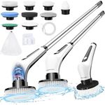 Electric Spin Scrubber, [Upgrade IPX8 Waterproof] 14 in 1 Homtronics Cordless Cleaning Brush with 9 Replaceable Drill Brush Heads, Rechargeable Power Scrubber Mop for Bathroom Floor Car Tile (Black)