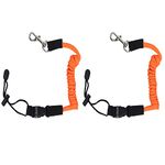 Qaziuy 2Pcak Kayak Paddle Leash, Elastic Kayak Paddle Rope with Adjustable Belt Buckle and Hooks, Kayaking Accessories for Canoeing Boating Surfing Orange