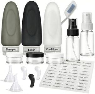 Dot&Dot Leak Proof Travel Bottles - Tubes for Liquid TSA Approved 3oz 15 pc Silicone Toiletries Travel Shampoo & Conditioner Containers with Labels