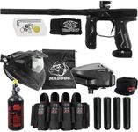 Maddog Empire Axe 2.0 Electronic Full Auto Paintball Gun Starter Kit | HPA Paintball Tank, Electronic Paintball Loader, Thermal Mask, Neck Protector, Harness & Pods (Dust Black)