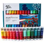 Mont Marte Acrylic Paint Set 24 Colours 36ml, Perfect for Canvas, Wood, Fabric, Leather, Cardboard, Paper, MDF and Crafts