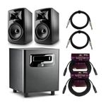 JBL 308P MkII Powered 8-Inch Two-Way Studio Monitors (2-Pack) Bundle LSR310S Powered Subwoofer, TRS Cables (2-Pack) and XLR Cables (2-Pack) (7 Items)