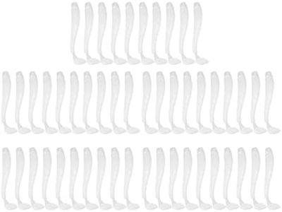 50PCS Fishing Lures, 5cm Soft Plastic T-Tail Grub Worm Baits Fish Tackle Accessory(Pearl White)