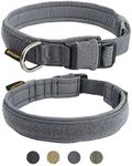 Excellent Elite Spanker Tactical Dog Collar Military Training Nylon Adjustable Dog Collar for Large Medium Small Dog(Grey-S)