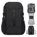 TARION Large Camera Backpack Bag - Large Photo Rucksack with Dual-Side Opening 15.6" Laptop Sleeve Waterproof Raincover DSLR Backpack for Drone Outdoor Photography Hiking Travel Hexagon L Black