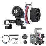 Nitze Mini Follow Focus Kit with 3 Reversible Drive Gears, 2 Marking Disks, Gear Ring Belt, 15mm Rod and 15mm Rod Clamp with NATO Rail, Support A/B Hard Stops and 360° Infinity Zoom - MF15C