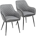 Yaheetech Set of 2 Dining Chairs Velvet Fabric Armchair Stylish Tub Accent Chairs with Metal Legs Upholstered Seat for Living Room/Kitchen/Counter Lounge Grey