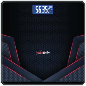 Healthgenie Weight Machine for Body Weight Thick Tempered Glass LCD Display With 3 Years Warranty Weighing Scale (Sporty Red), 180 Kg